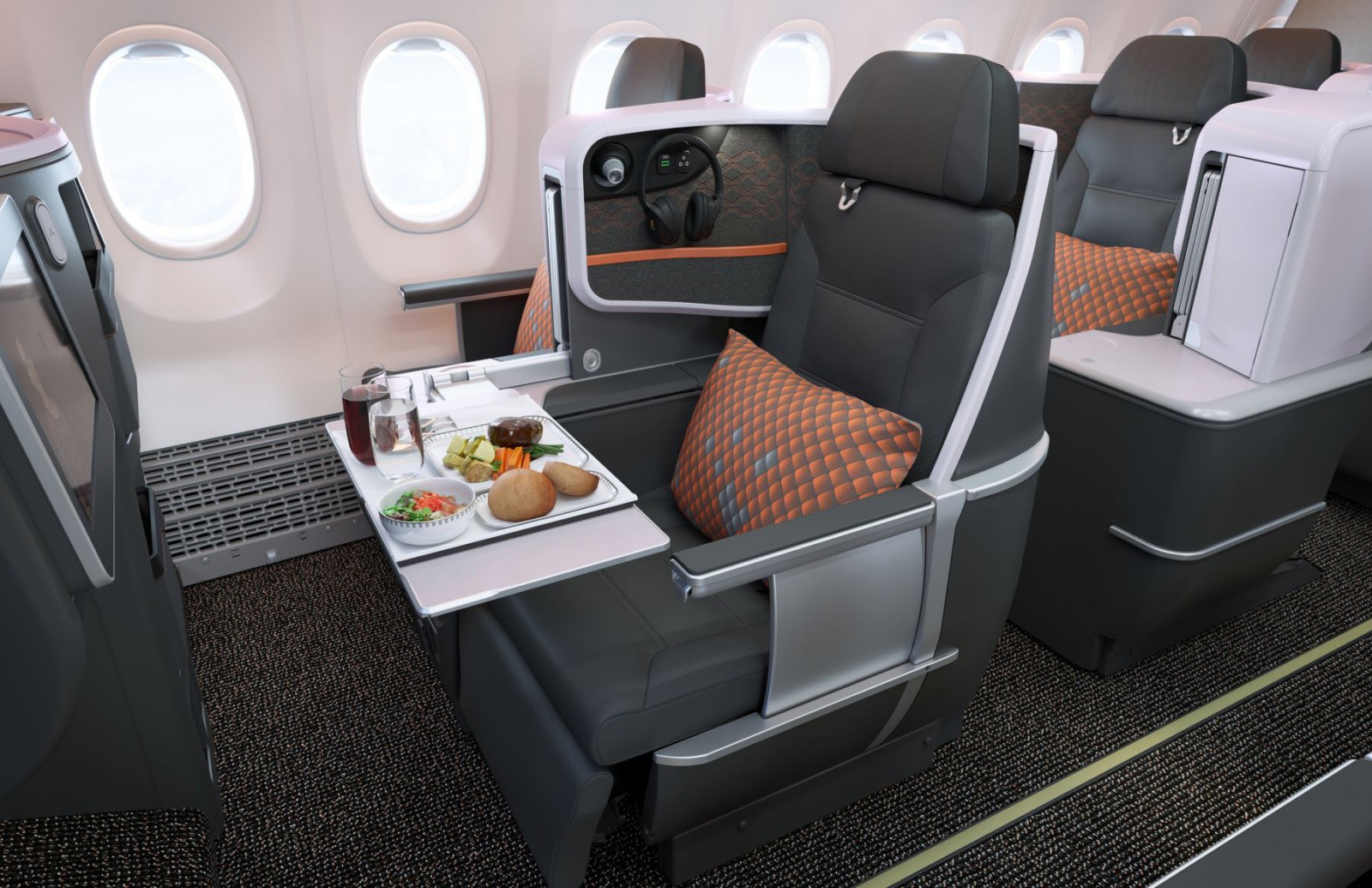 737 8 Business Class Front Seat with Meal الخطوط الجوية السنغافورية تضيف الريتز إلى طائراتها 737